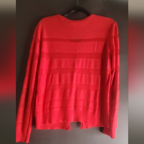 New York & Co women red sweater cardigan size xl ribbed - Picture 2 of 8
